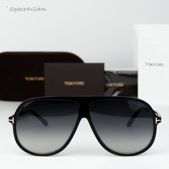 Tom Ford Men Sunglasses Black Gradient Smoke Aviator FT0998/S 01B NEW AUTHENTIC - Picture 1 of 12
